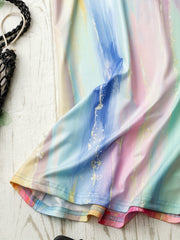 Glitter Rainbow Print Plus Size Casual Tank Top