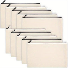 10PCs Blank Canvas Zipper Pouch Bulk for Cosmetic & DIY Crafts