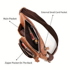 Men's Leather Waist Bag Outdoor Mobile Phone Chest Bag