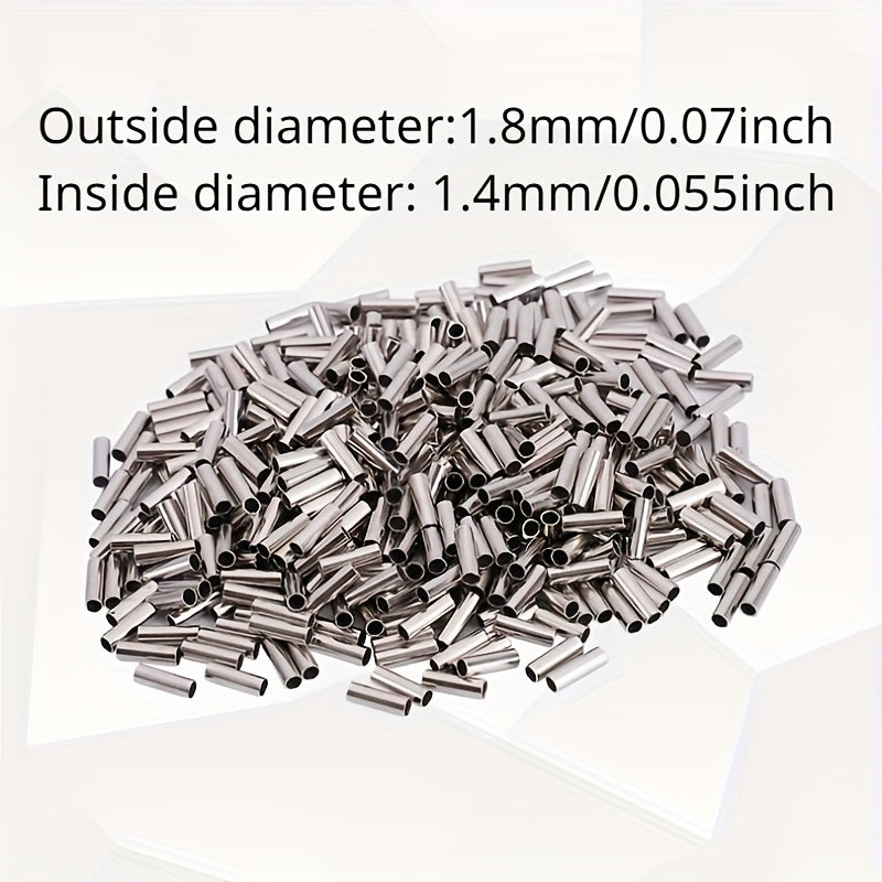 500pcs Copper Tube Connectors Crimping Sleeves Fishing Line Wire Leader