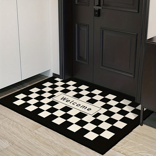 Plaid Mat Halloween Decoration, Non-slip Entry Mat for Home