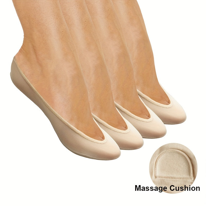 4 Pairs Solid No Show Socks Lightweight Low Cut Ankle Socks Women's Stockings