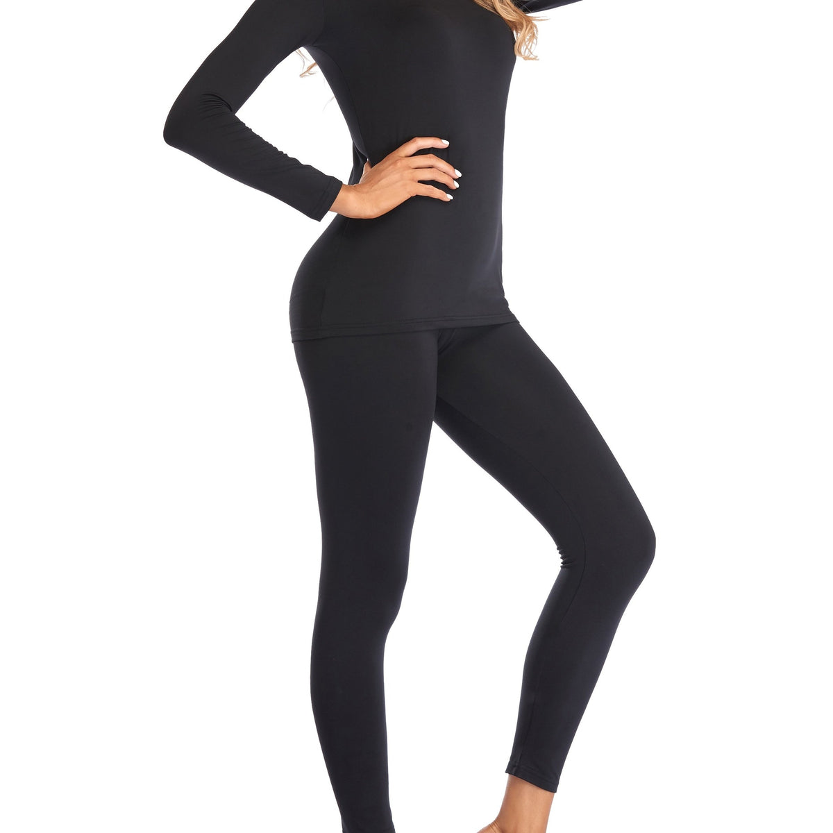 Women's Thermal Underwear Set Long Sleeve Crew Neck Tops & Pants