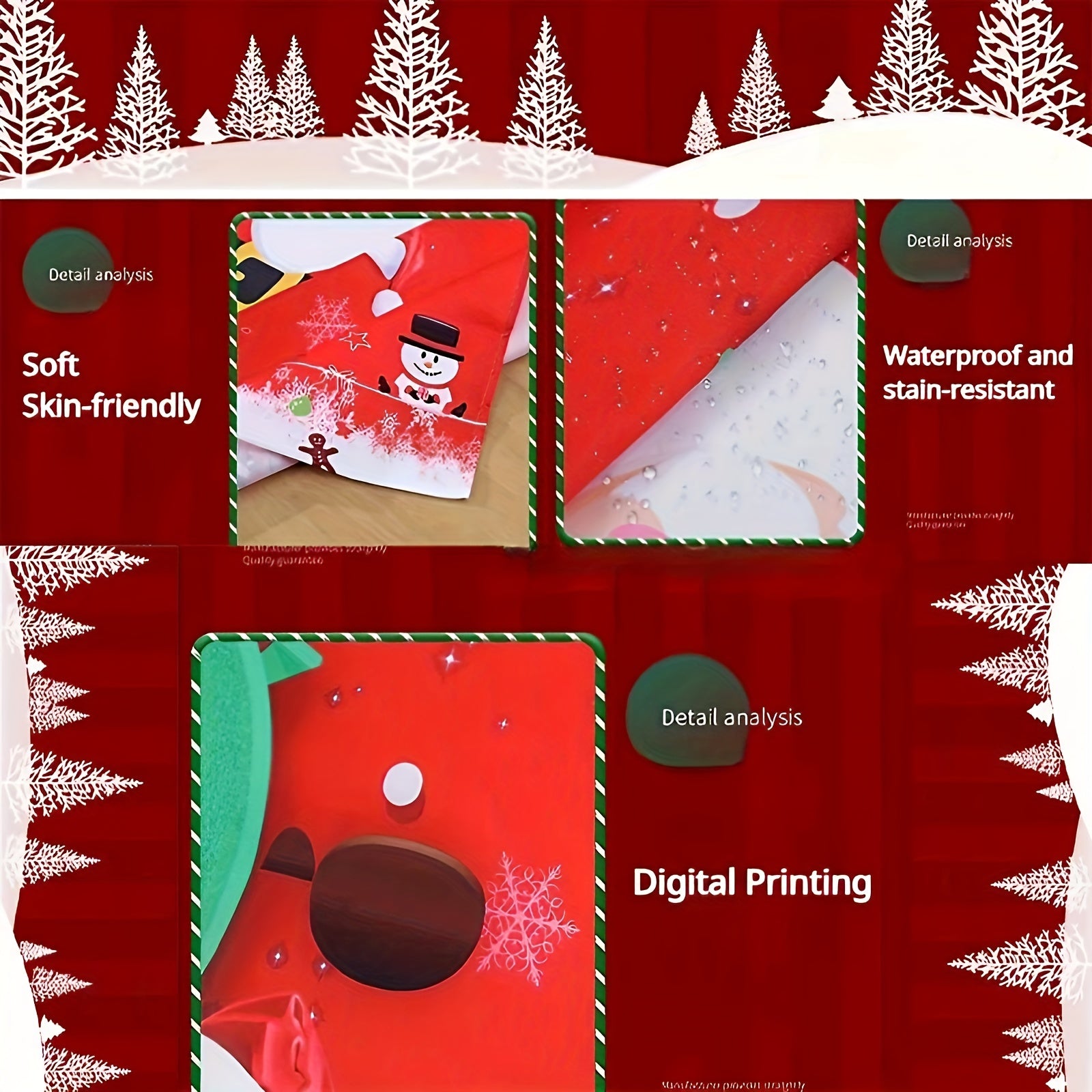 Polyester Merry Christmas Tablecloth Santa Pattern Cover Holiday Decoration
