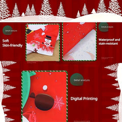 Polyester Merry Christmas Tablecloth Santa Pattern Cover Holiday Decoration