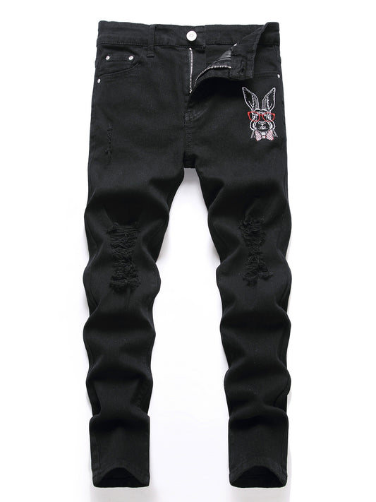 Boys Embroidered Rabbit Jeans Spring/Autumn Kids Clothes