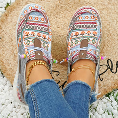 Women's Retro Flower Pattern Canvas Shoes Lightweight Outdoor Sneakers
