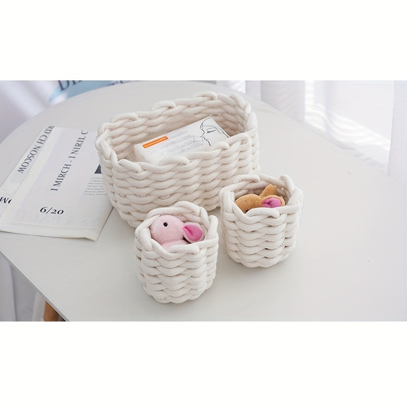 Braided Basket Cotton Rope Storage Box for Cosmetics Lipstick Keys