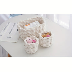 Braided Basket Cotton Rope Storage Box for Cosmetics Lipstick Keys