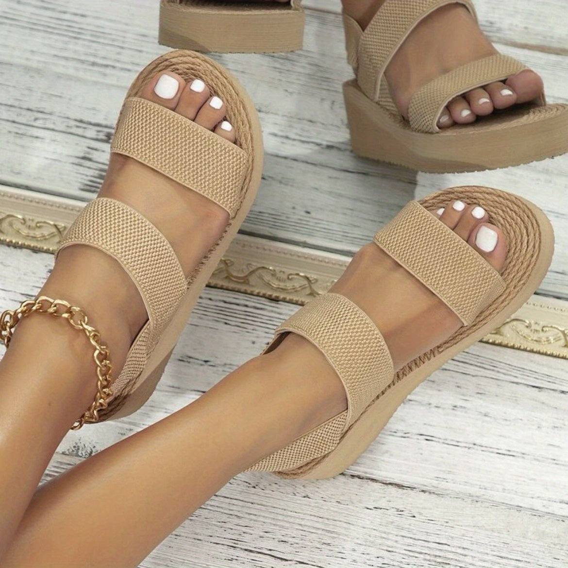 Women's Thick Bottom Round Toe Sandals Comfortable Summer Beach Walking Shoes