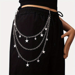 Alloy Geometric Pendant Chain Hip Hop Denim Waist Belt