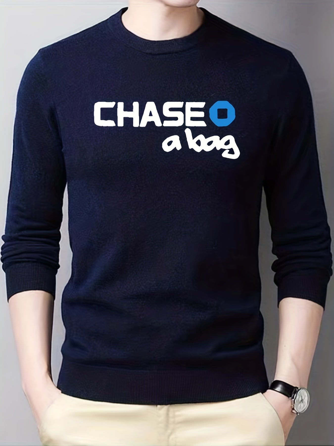 Men's Knit Crew Neck Sweater for Fall Winter