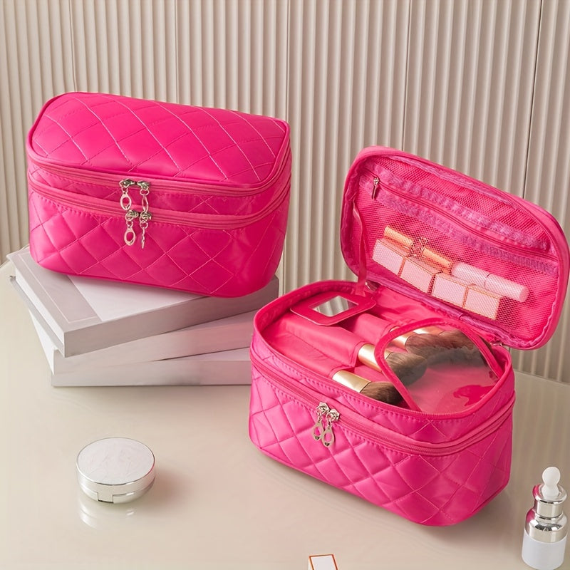 Double Layer Travel Cosmetic Case Waterproof Makeup Bag Organizer