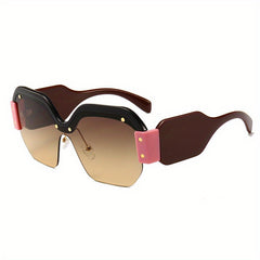 Y2K Semi Rimless Polarized Sunglasses For Women Men Block Decor Kpop Glasses