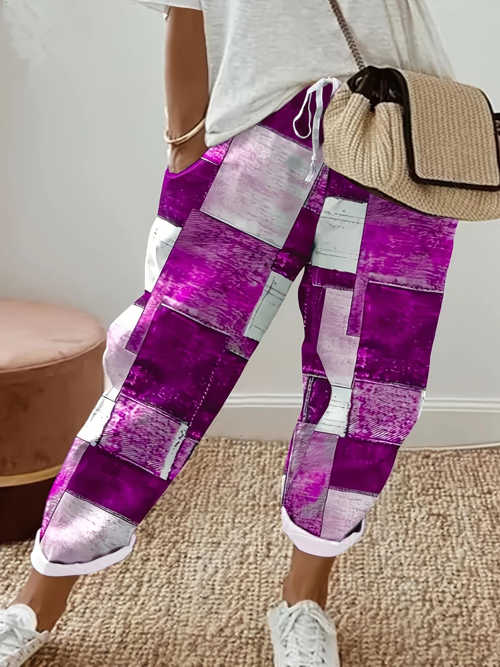 Women's Plus Plaid Print High Rise Straight Leg Pants
