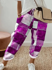 Women's Plus Plaid Print High Rise Straight Leg Pants