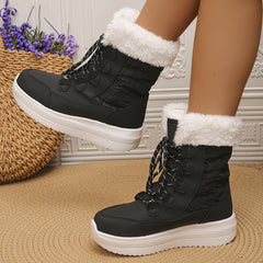 Winter Faux Leather Snow Boots High Top Chunky Boots