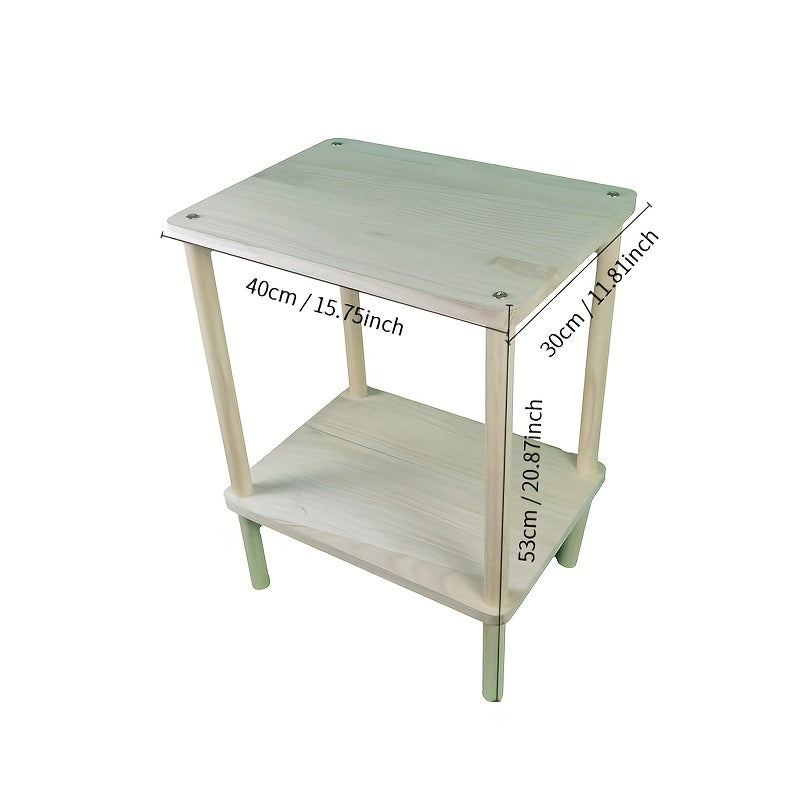 2-Story Wooden Small Table for Living Room & Bedroom Use