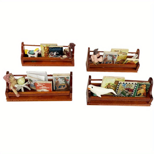 1:12 Dollhouse Bookshelf w/ Books & Decor, Mixed Colors, Multiple Styles