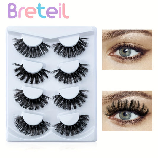 4 Pairs Natural Look Fluffy Thick Dramatic Lashes Mixed Style Eyelashes