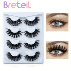 4 Pairs Natural Look Fluffy Thick Dramatic Lashes Mixed Style Eyelashes