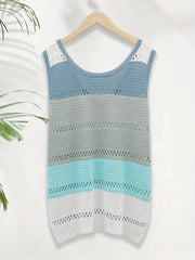  Colorblock Pointelle V Neck Sweater Vest