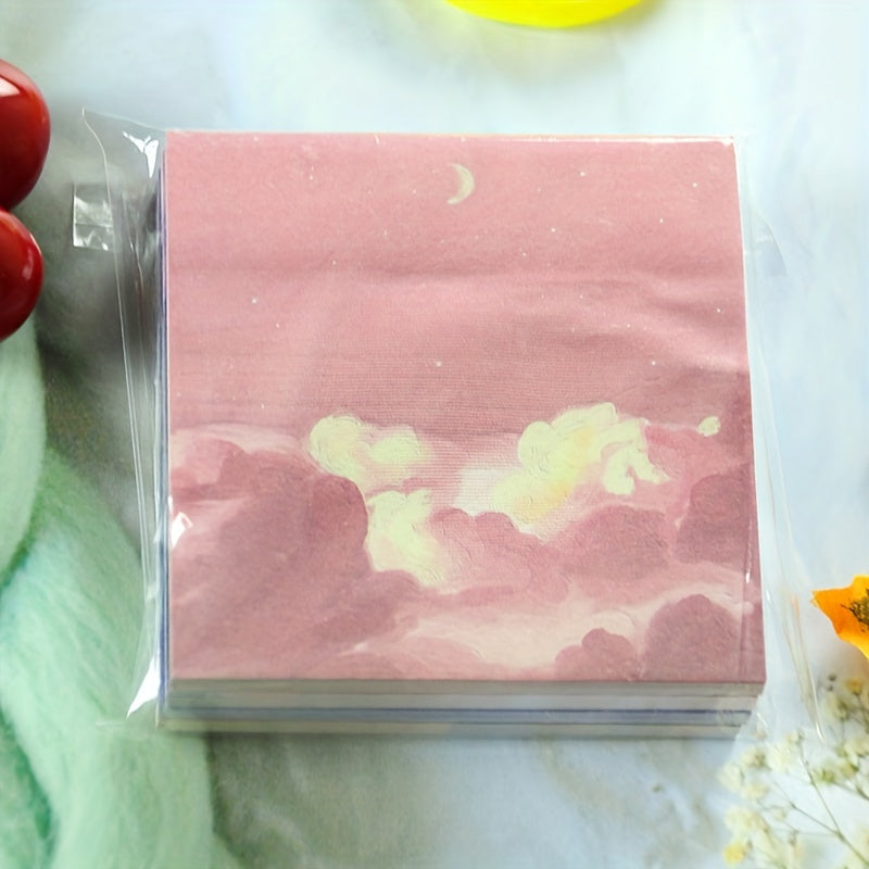 4pcs Starry Sky Sticky Notes Cartoon Stationery 50 Sheets 8.3x15.3inch