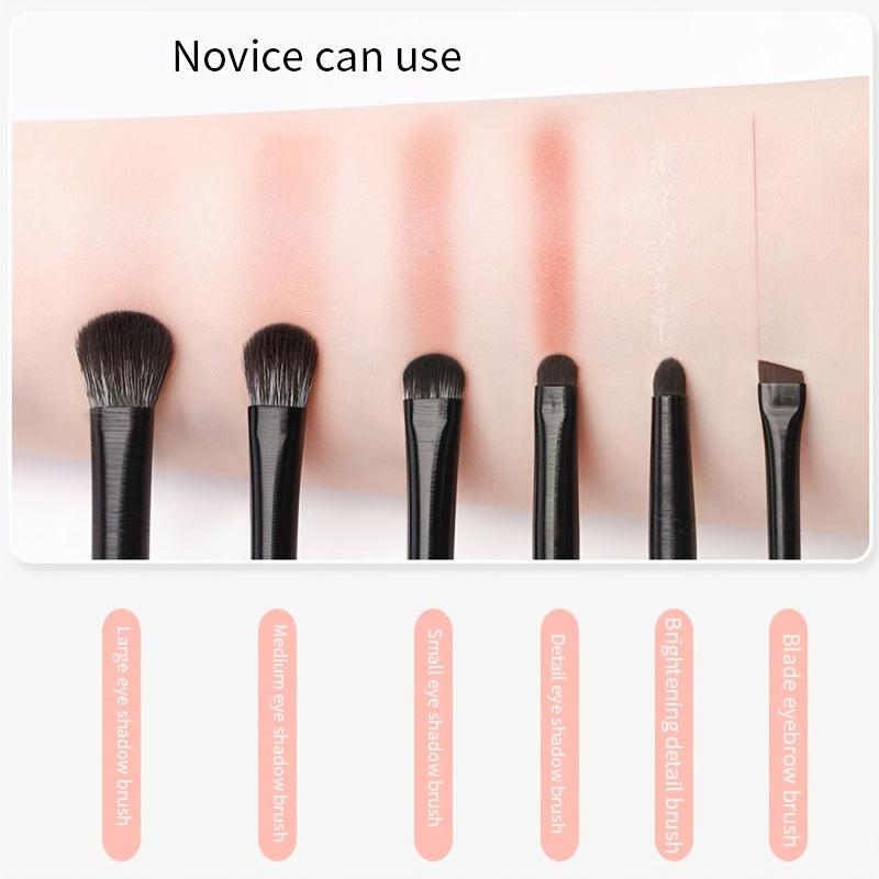 6 pcs Eye Makeup Brush Set with Angled Brow Precision and Detail Brushes