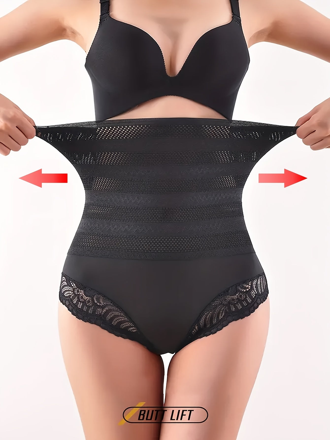 Lace Trim Shaping Panties Tummy Control Butt Lifting Women's Underwear