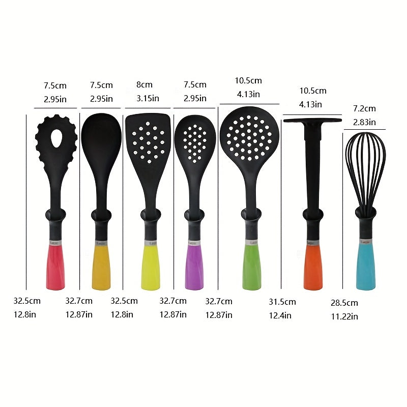 7pcs Kitchen Cooking Utensils Set Vertical Plastic Handle Nylon Kitchen Tools