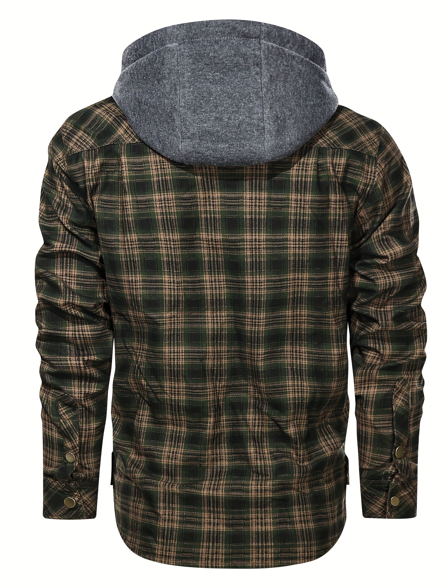 Men's Plaid Hooded Shirt Jacket for Spring Autumn