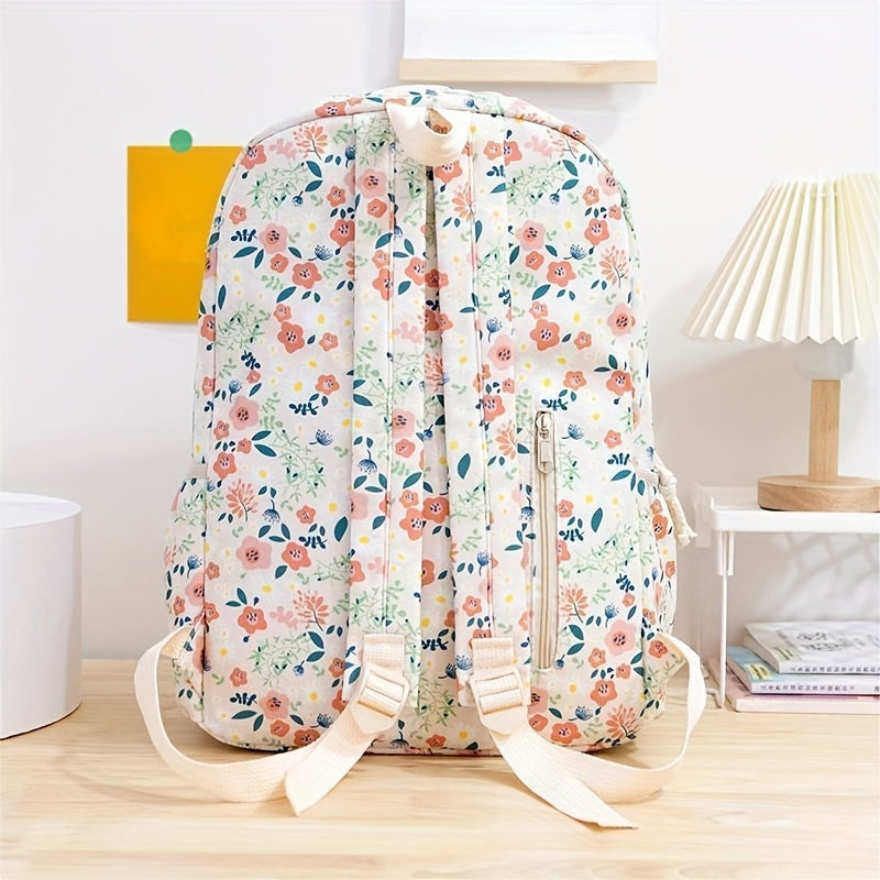 Floral Corduroy Backpack Stylish Laptop Bag for College & Work