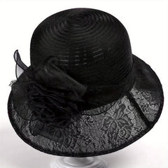 Mesh Breathable Bucket Hat Sunshade Flower Decor Hats For Women