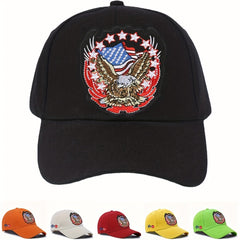 Eagle Embroidery Peaked Cap Soft Top Multicolor Hat
