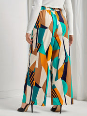  Geometric Print Wide Leg Trousers