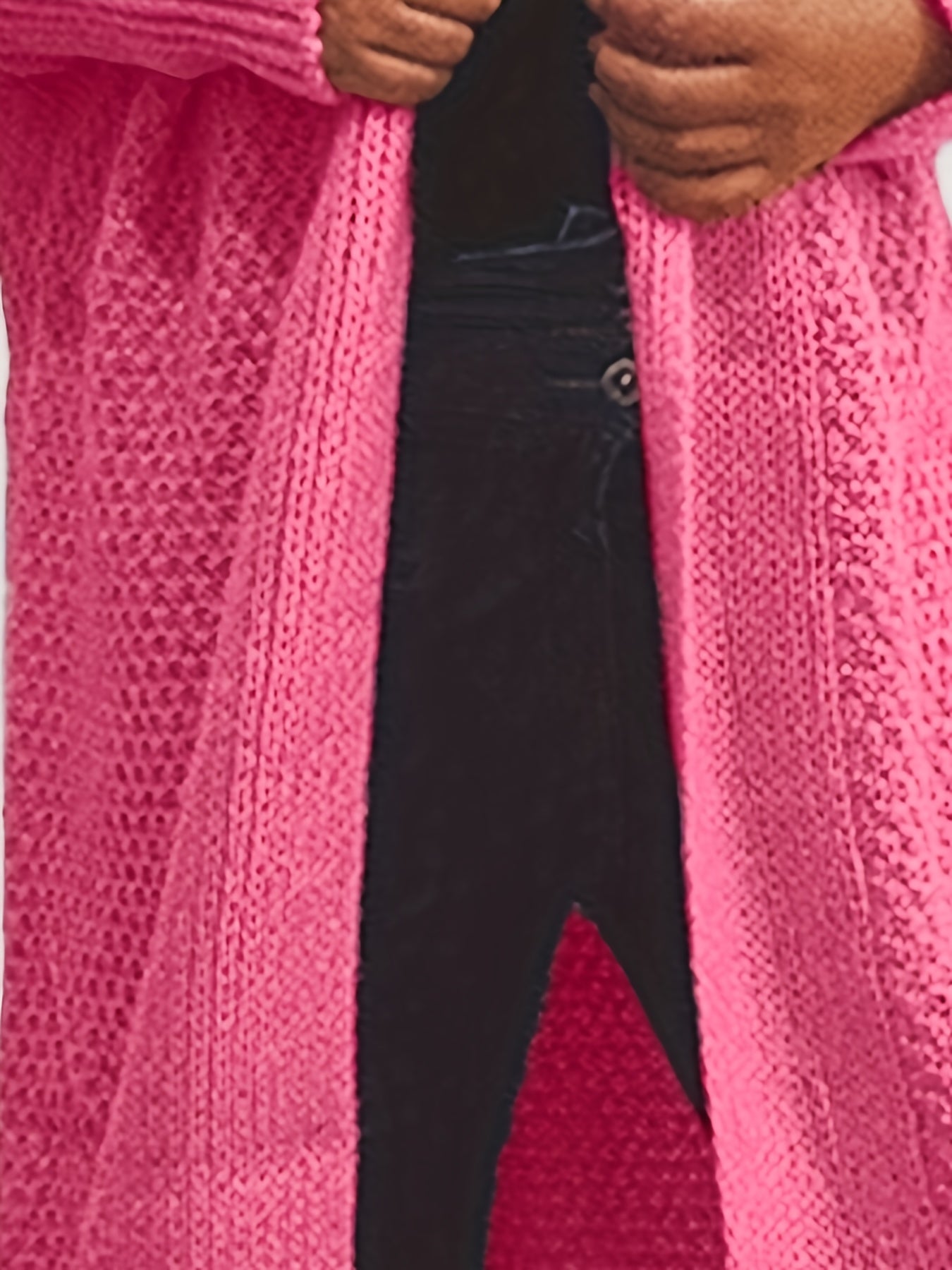  Solid Long Sleeve Hooded Cardigan
