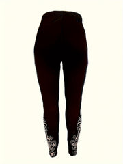  Paisley Floral Print High Rise Skinny Trousers