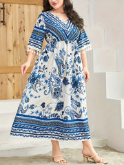  Retro Dress Women's Plus Paisley Floral Geometric Print