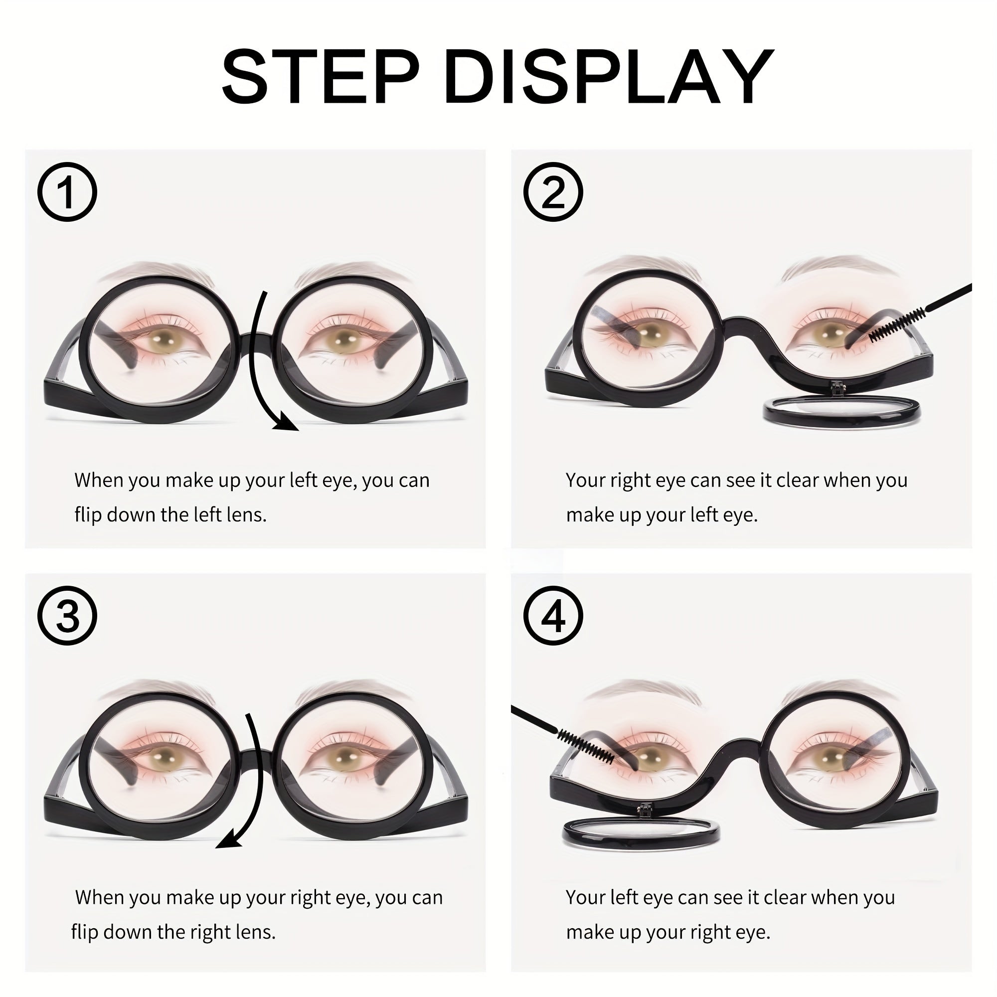 Makeup Reading Glasses Flip Lens Cosmetic Make Up Eye Glasses