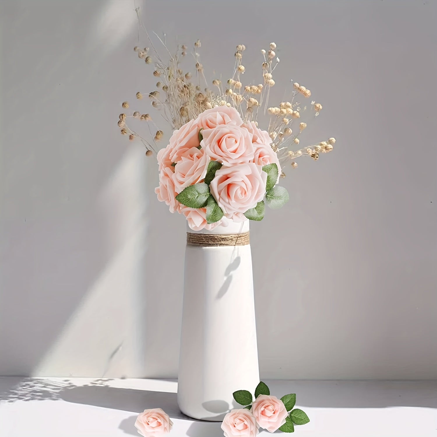 25pcs Blush Artificial Roses for DIY Party Wedding & Mother's Arrangements