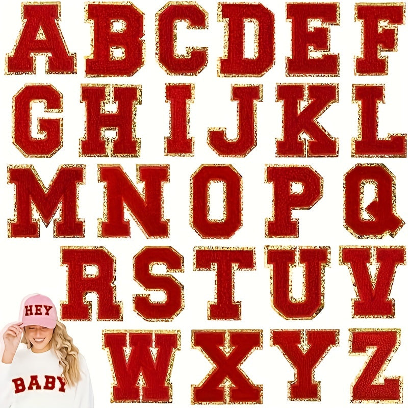 26pcs Alphabet Glitters Patch for DIY Clothes Hat Bags
