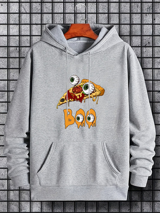Scary Funny Pizza Cake Men's Hoodie for Fall Winter