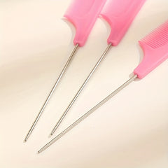 3pcs Rat Tail Comb Steel Pin Rat Tail Plastic Teasing Comb