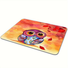 Painting Owl Mouse Pad Anti Slip Rectangular Gaming Office Supplies