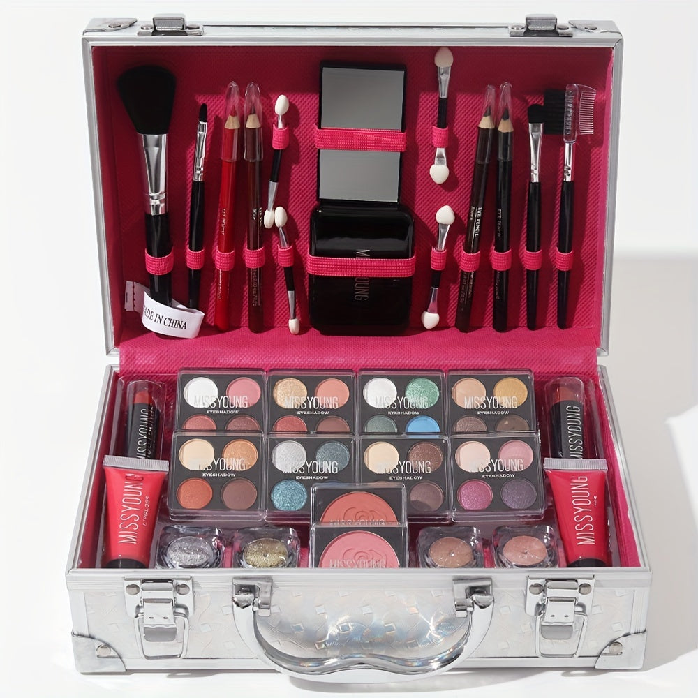 56 Pcs Eyelashes Tinted Lip Cosmetic Set Professional Portable Full Makeup Kit