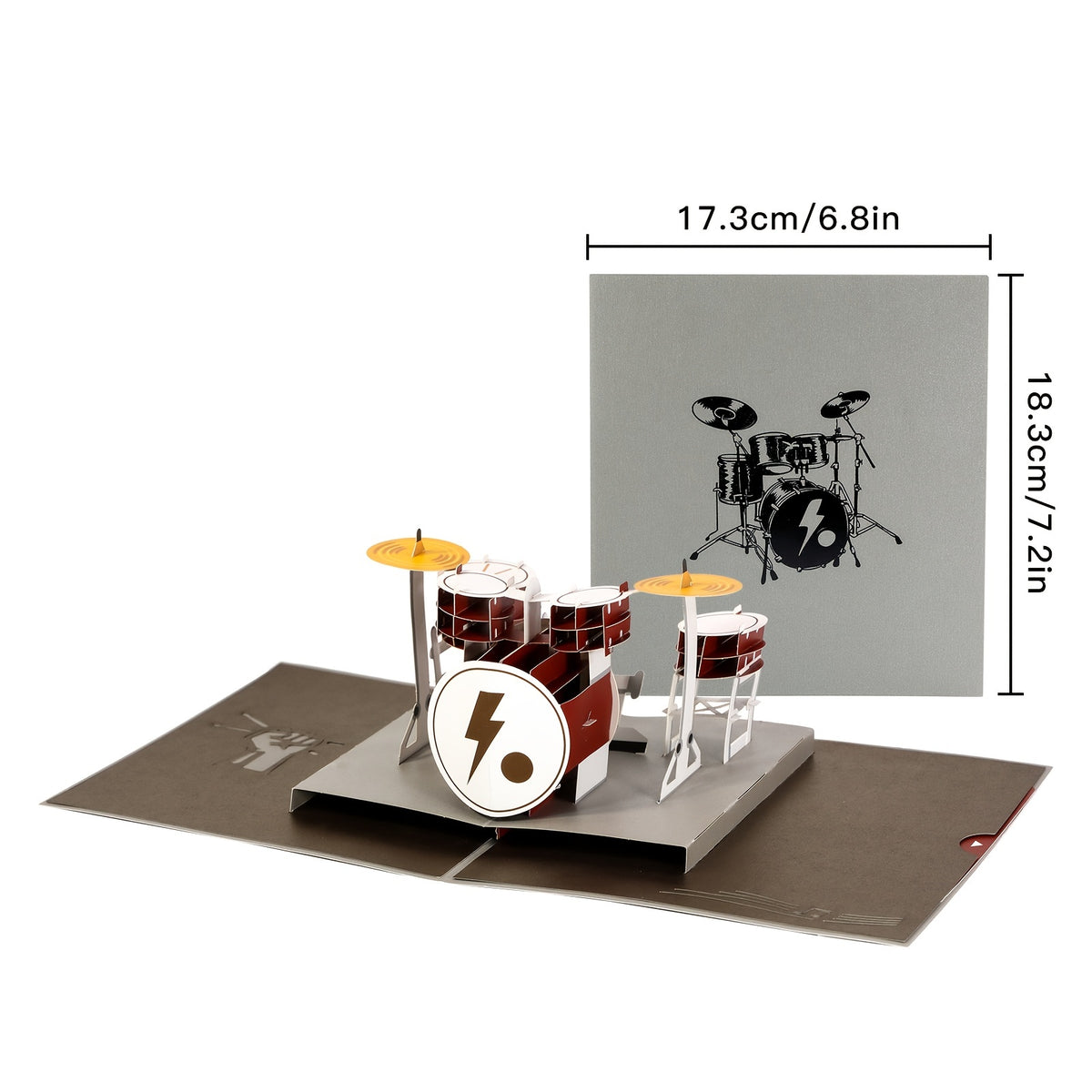 3D Drum Holder Birthday Greeting Card Paper Carving Gift