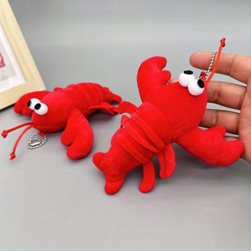 Red Plush Lobster Toy with Expressive Eyes Crab Prawn Pendant