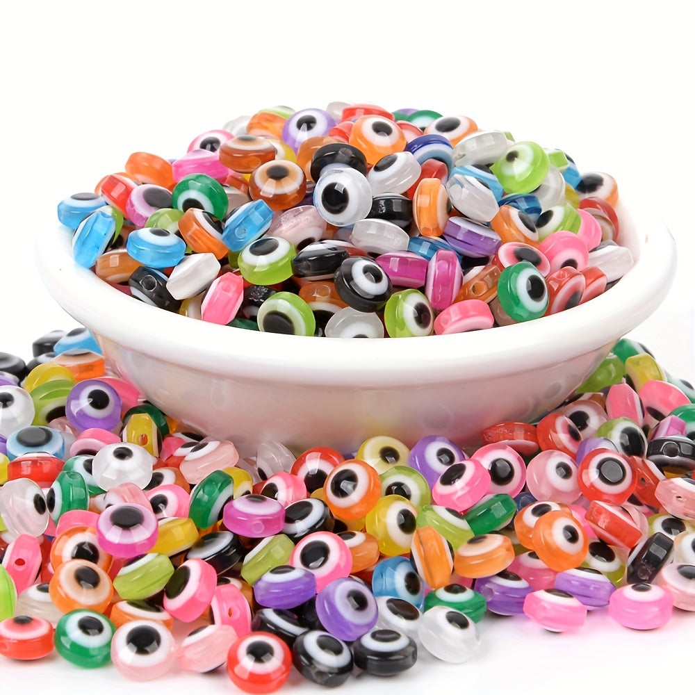 50-100pcs Evil Eye Beads Oval Spacer Resin DIY Charms for Jewelry Making