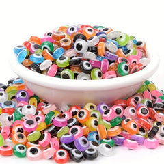 50-100pcs Evil Eye Beads Oval Spacer Resin DIY Charms for Jewelry Making