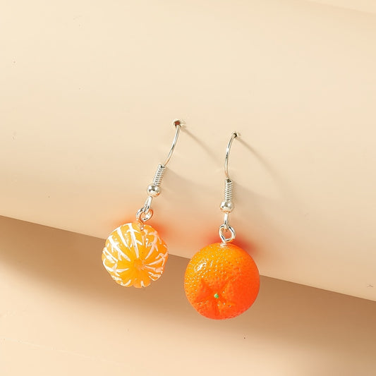 Orange Resin Earrings Peeling Fruit Style Jewelry